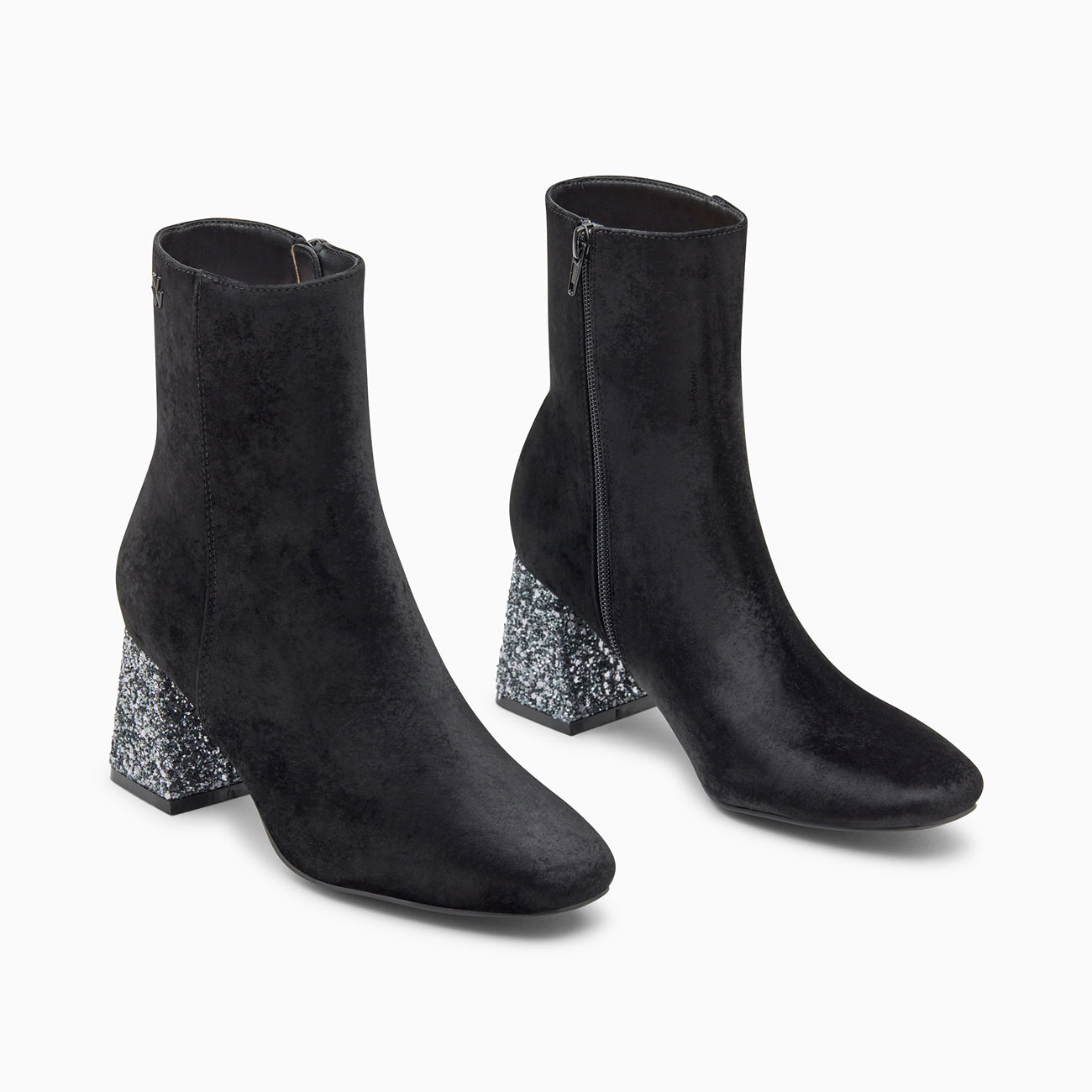 Black ankle boots with glitter clearance heel