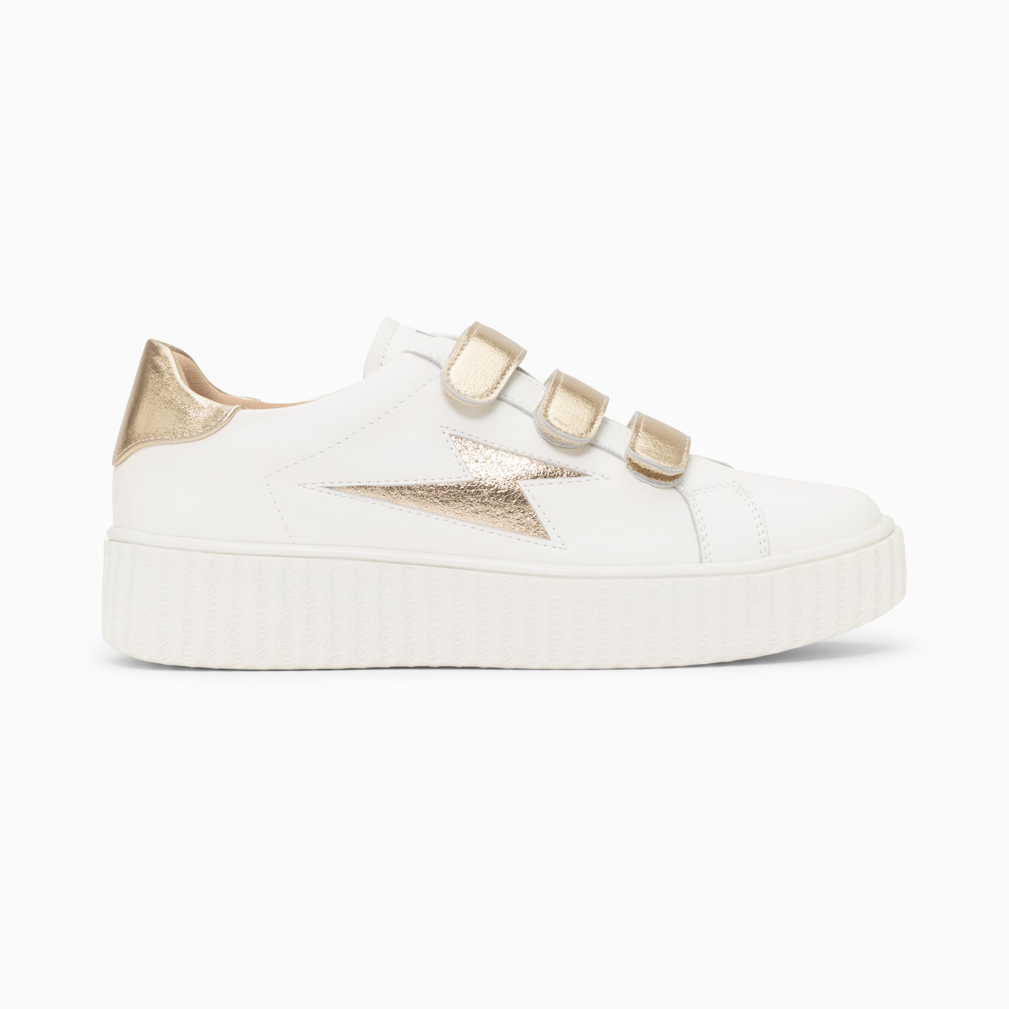 Marilou white storm sneakers with gold velcro