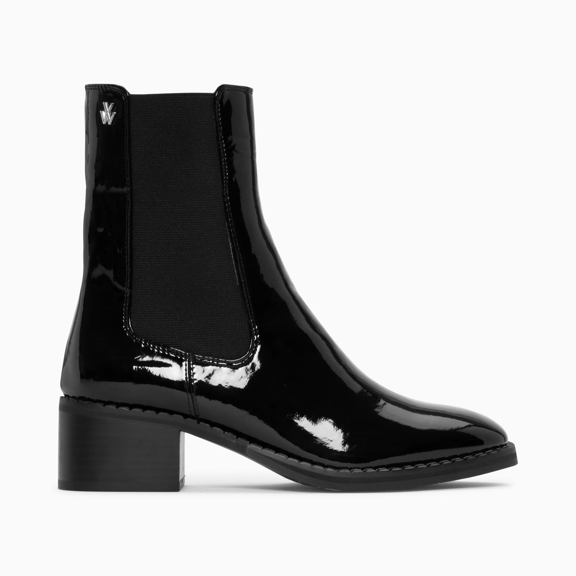 Black patent high top Carole Chelsea boots