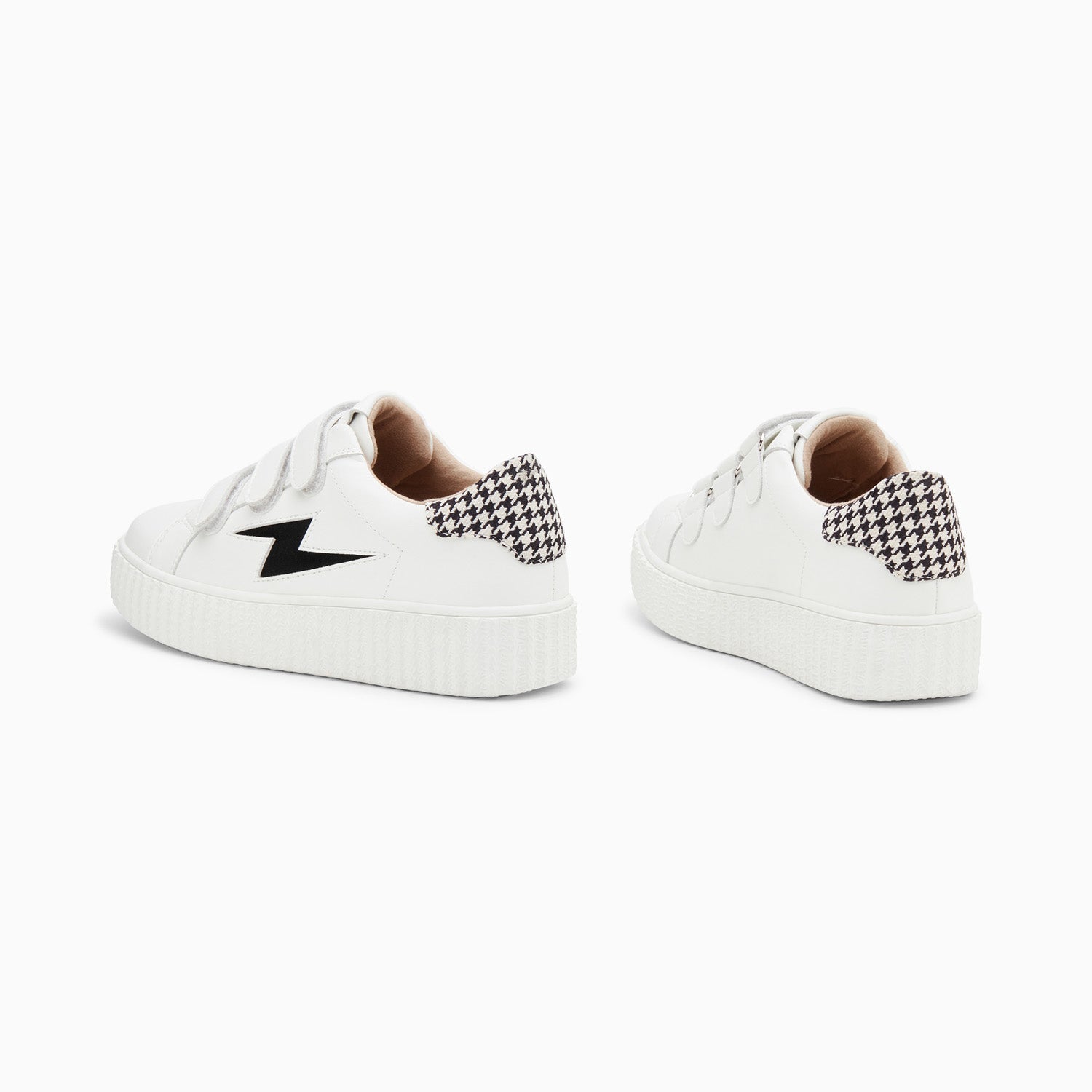 Baskets clair Sansa blanc et noir pied de poule scratchs