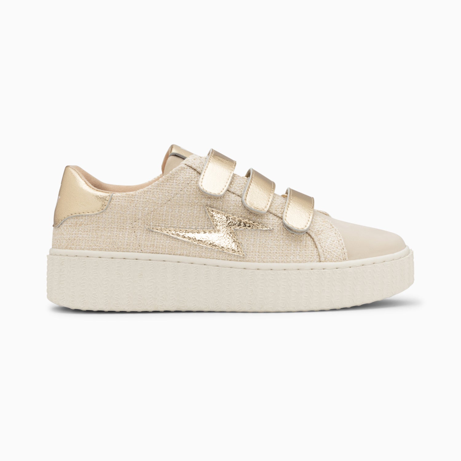 Summer beige and gold storm sneakers with velcro Vanessa Wu