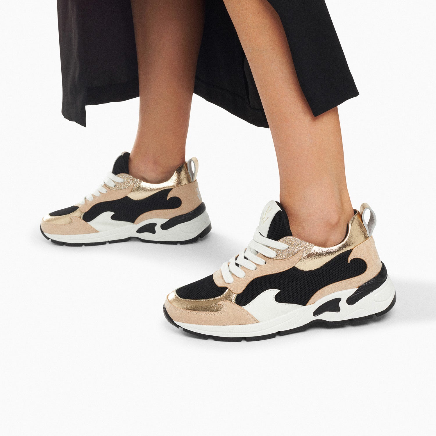 Juliette black and beige flame sneakers Vanessa Wu