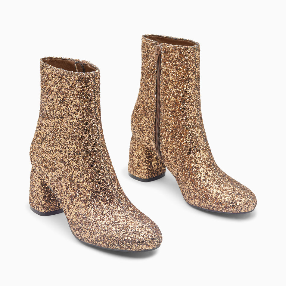 Gold sequin ankle clearance boots