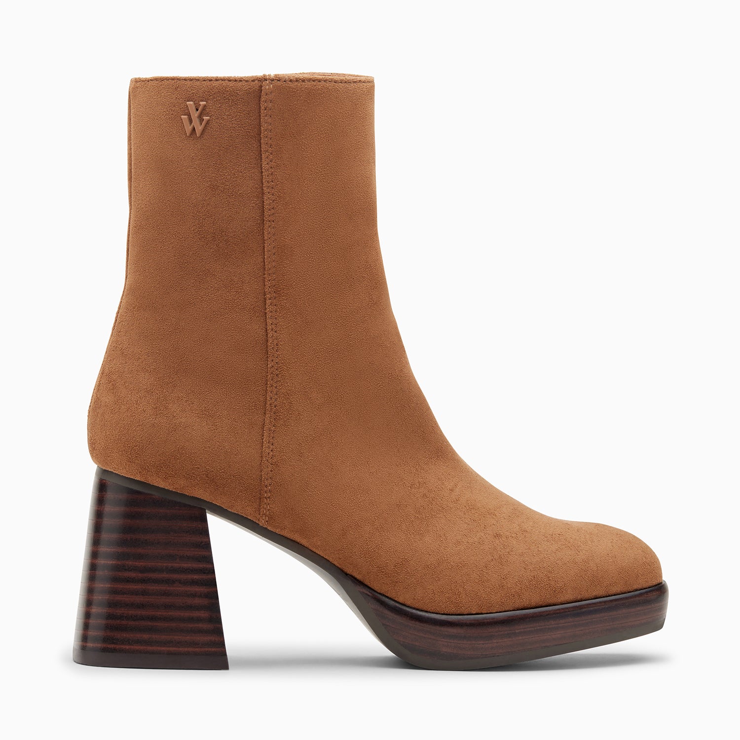 Marina camel ankle boots with platform and wood heel Vanessa Wu