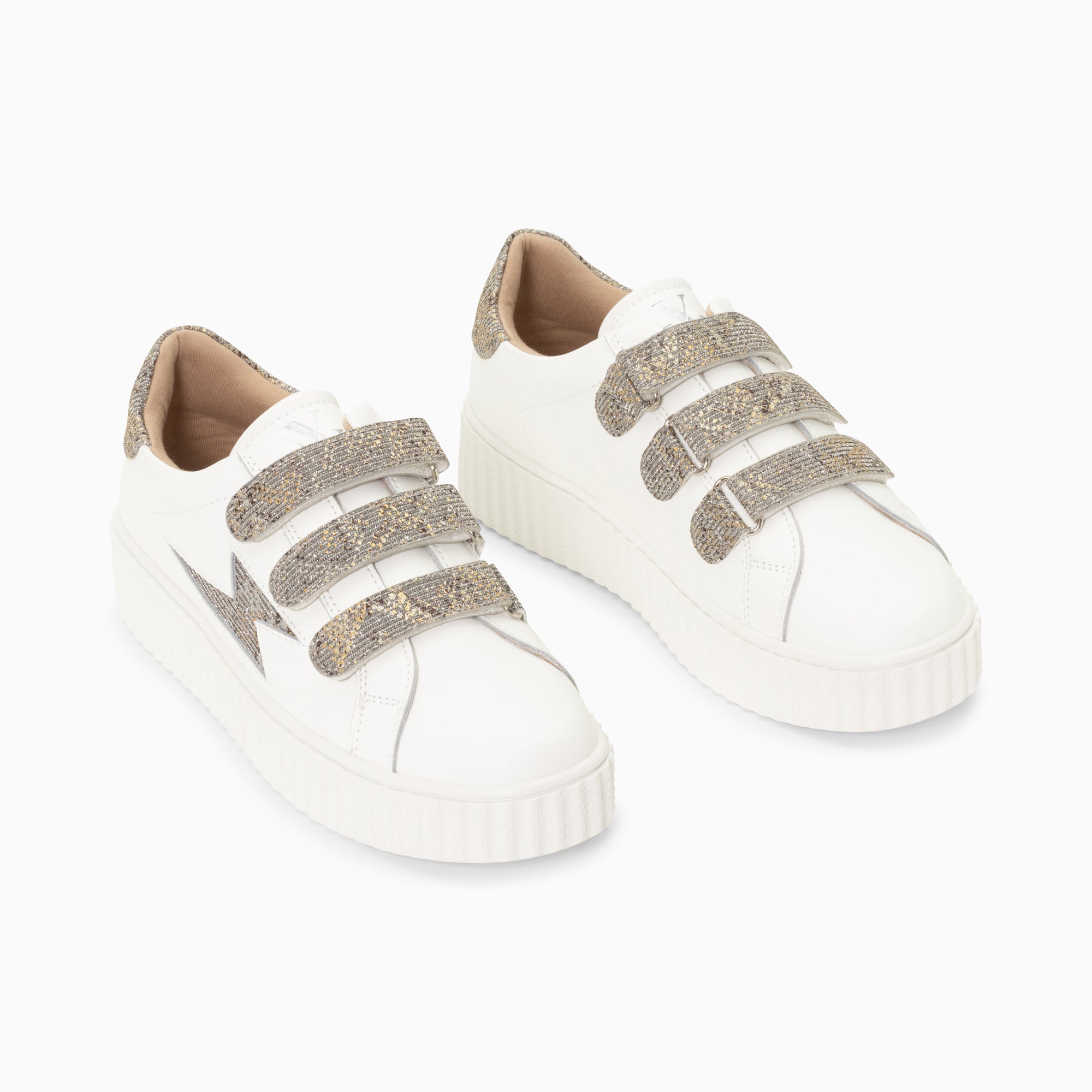 Jane leather storm leather sneakers with charcoal velcro Vanessa Wu