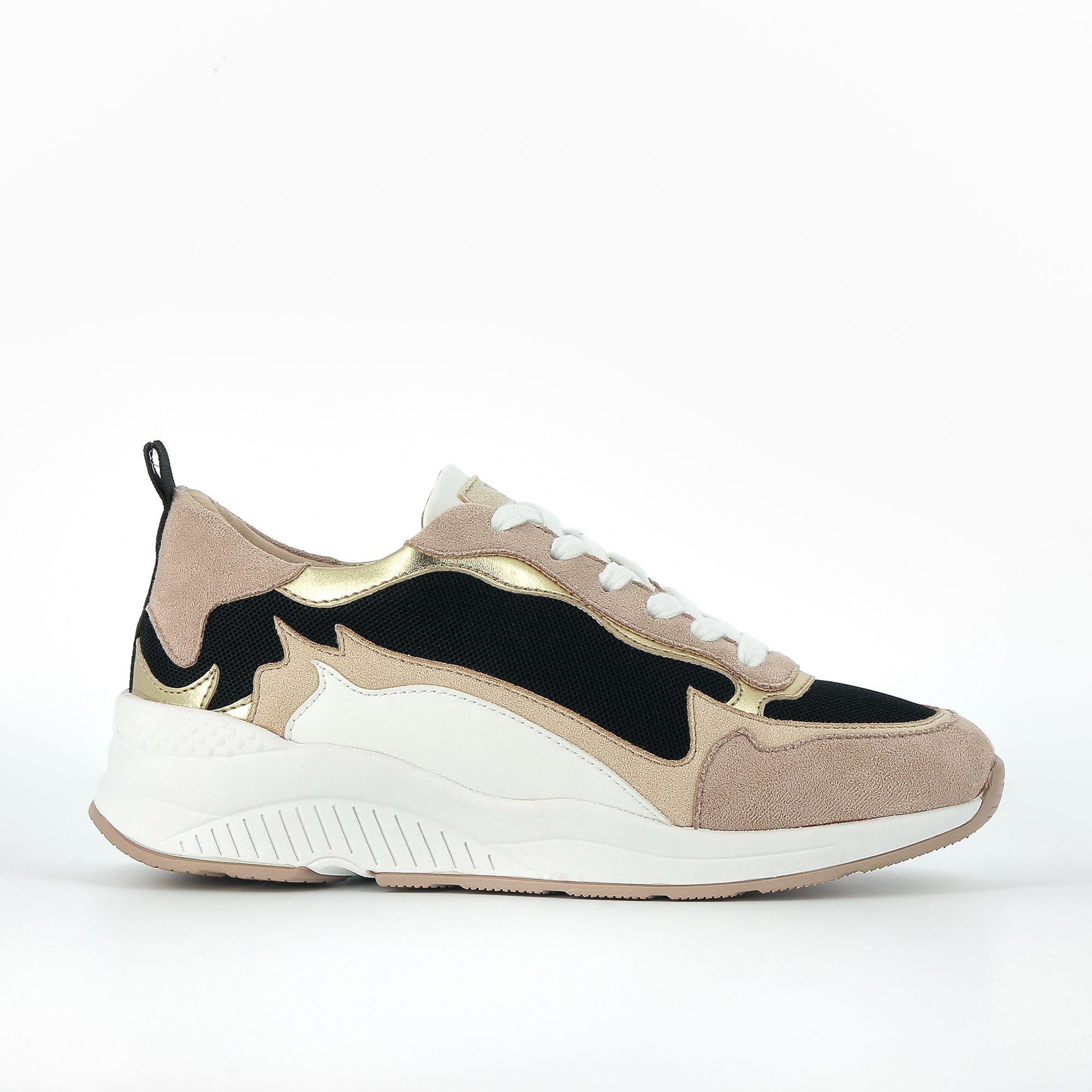 Beige and black Clara sneakers with flame cutouts Vanessa Wu