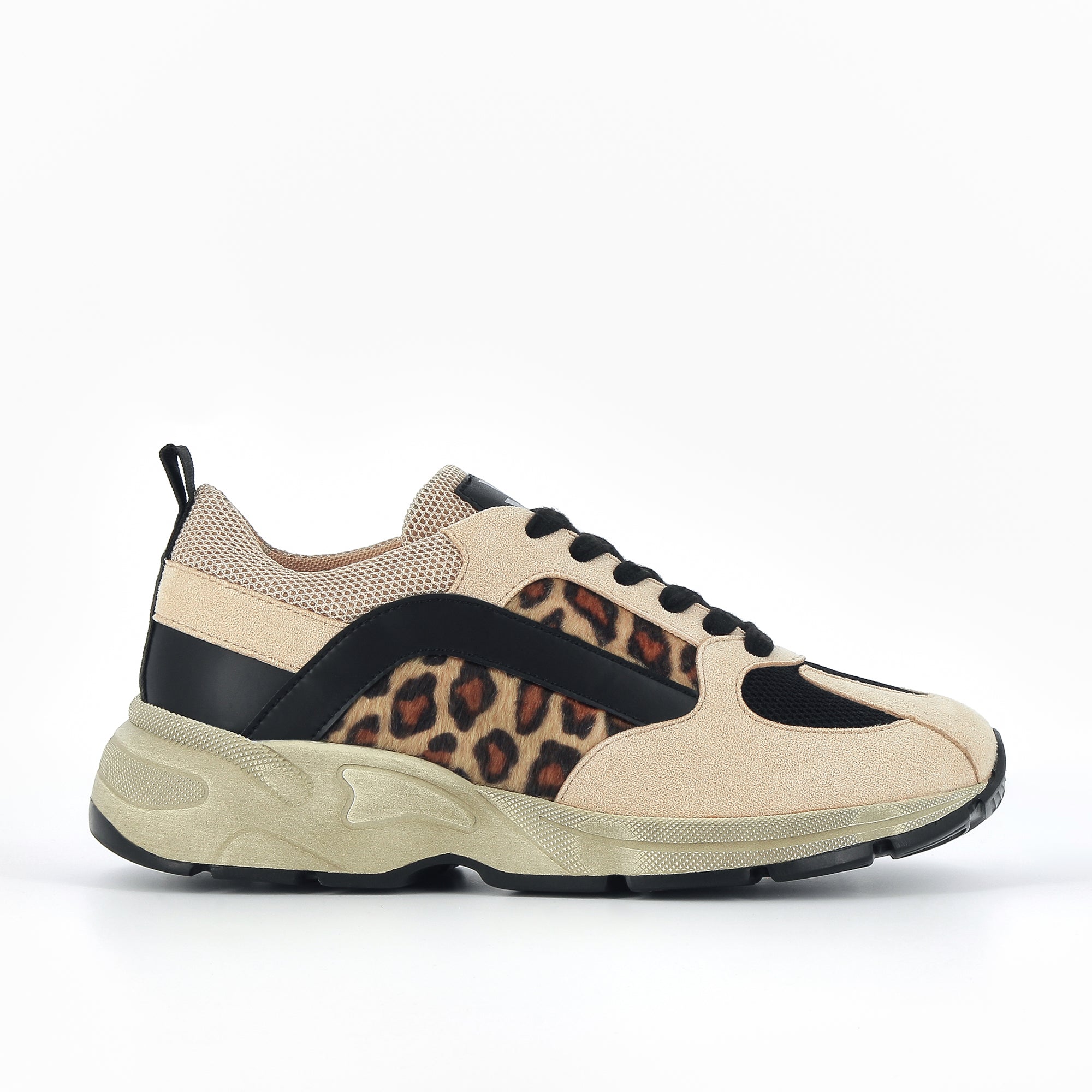 Beige Joanna sneakers with leopard yoke Vanessa Wu