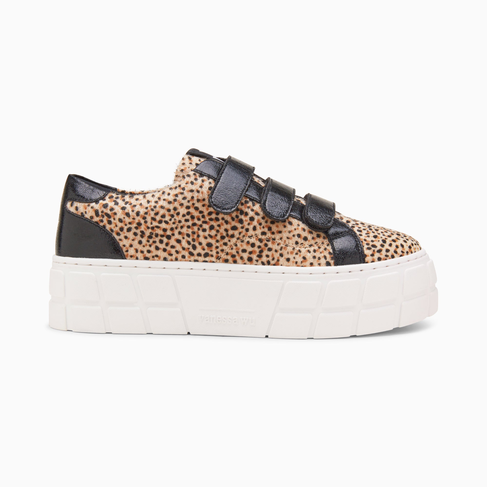 Cheetah Monica platform sneakers with black velcro Vanessa Wu