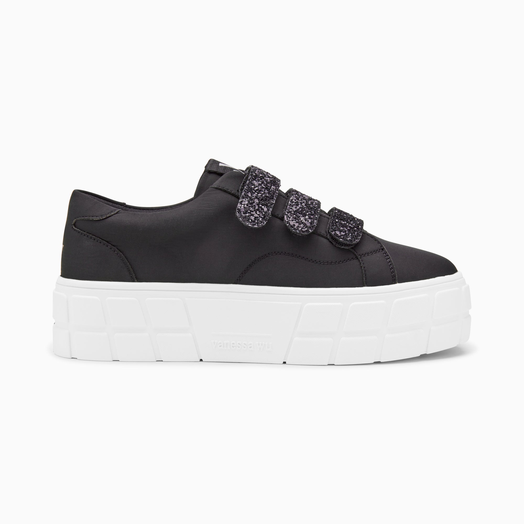 Black Monica platform sneakers with glitter velcro Vanessa Wu