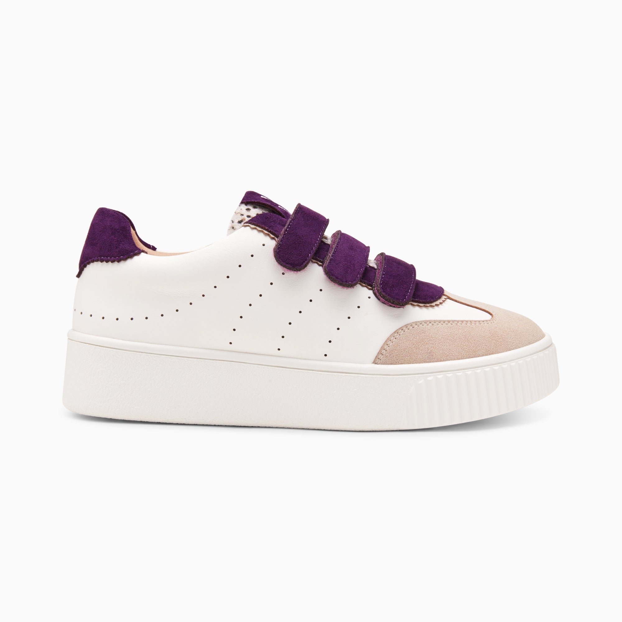 White and purple Marie sneakers with velcro Vanessa Wu