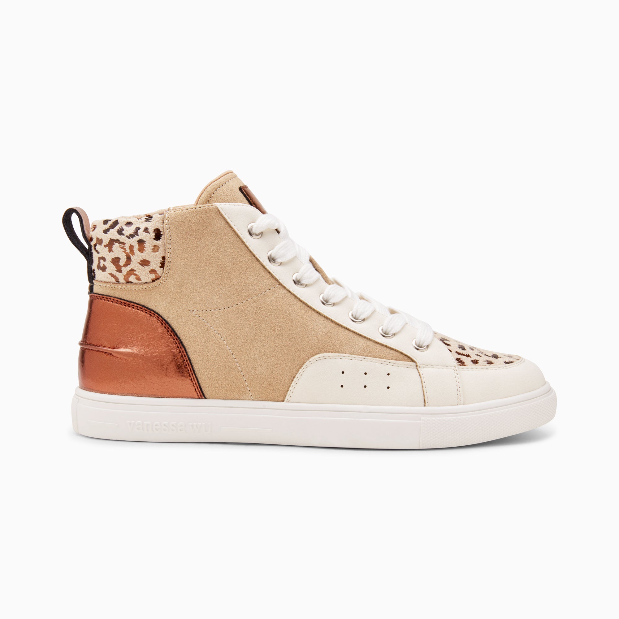 Baskets montantes Gwen beige et bronze lacets Vanessa Wu