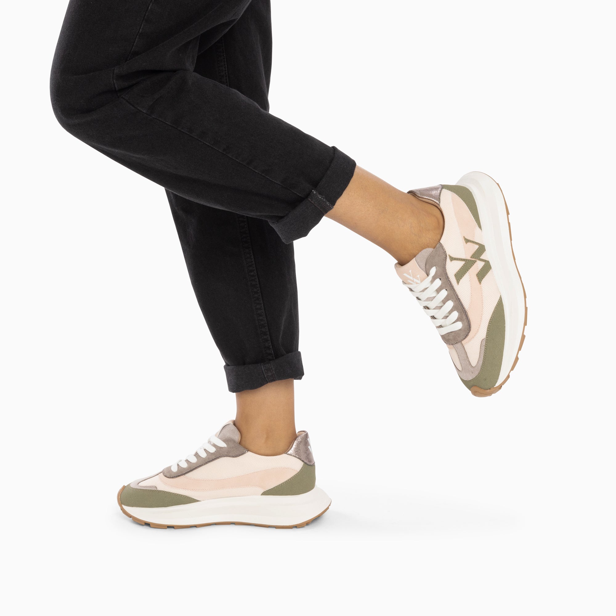 Lana monogram khaki and pink sneakers with oversized sole Vanessa Wu