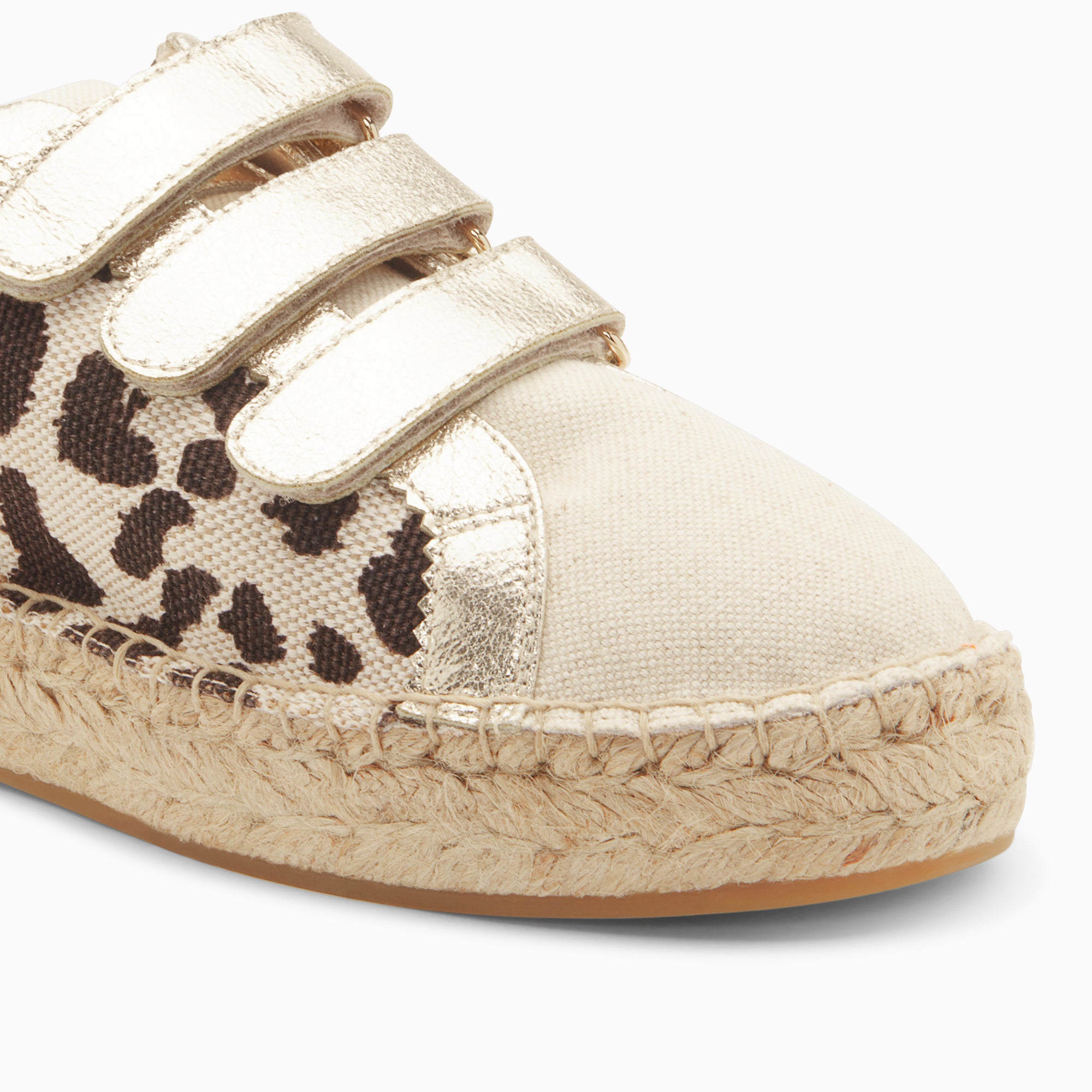 Alyssa leopard print and gold espadrille sneakers with velcro