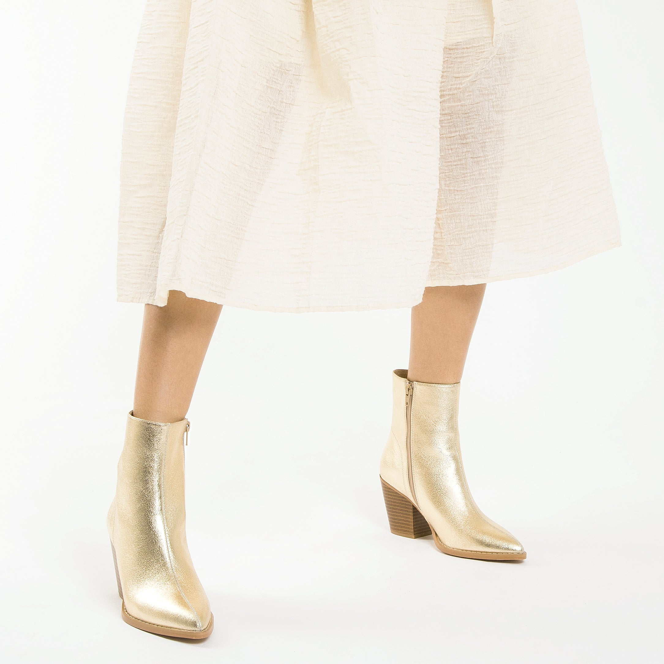 Gold kitten on sale heel ankle boots