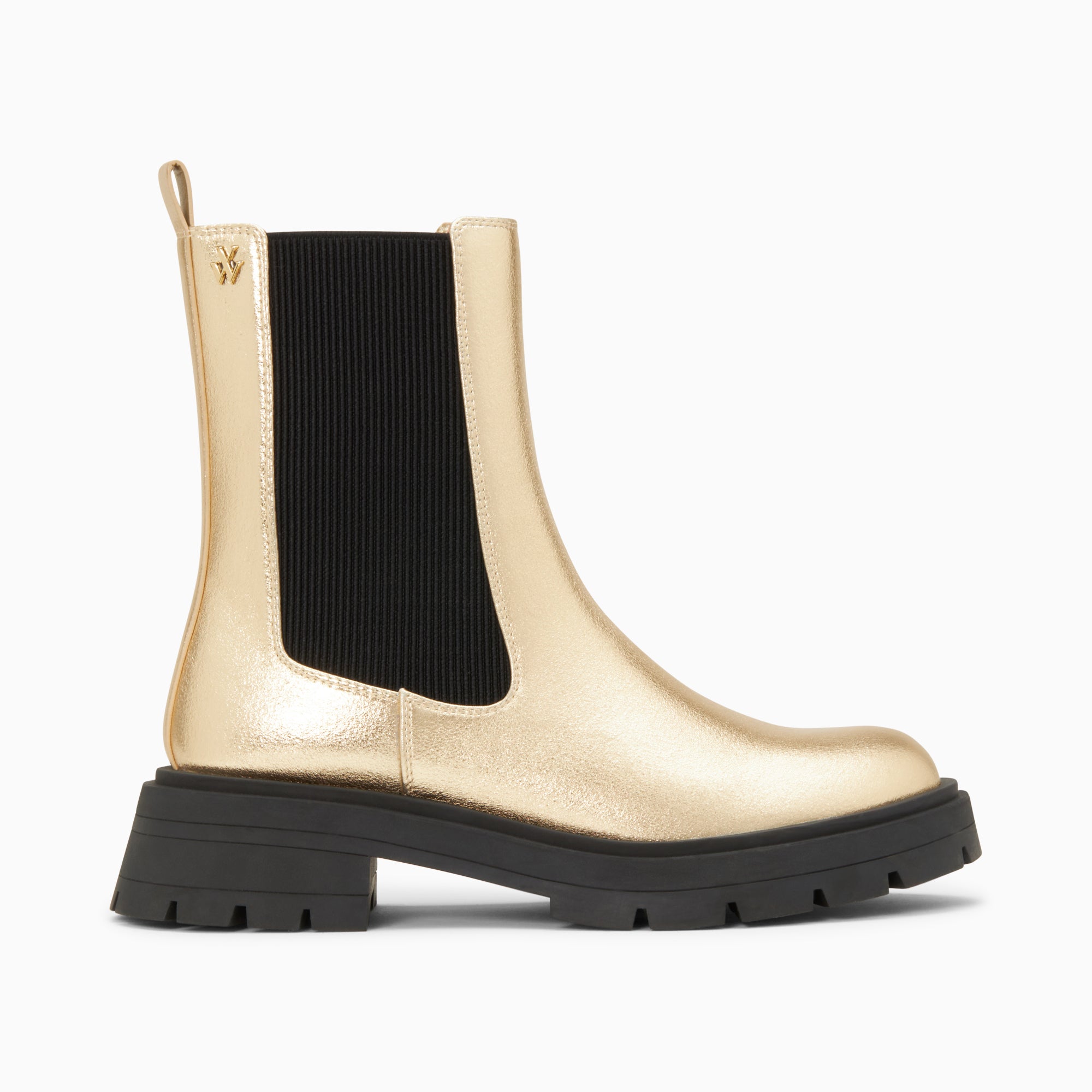 Gold Phoebe Chelsea boots with chunky sole Vanessa Wu