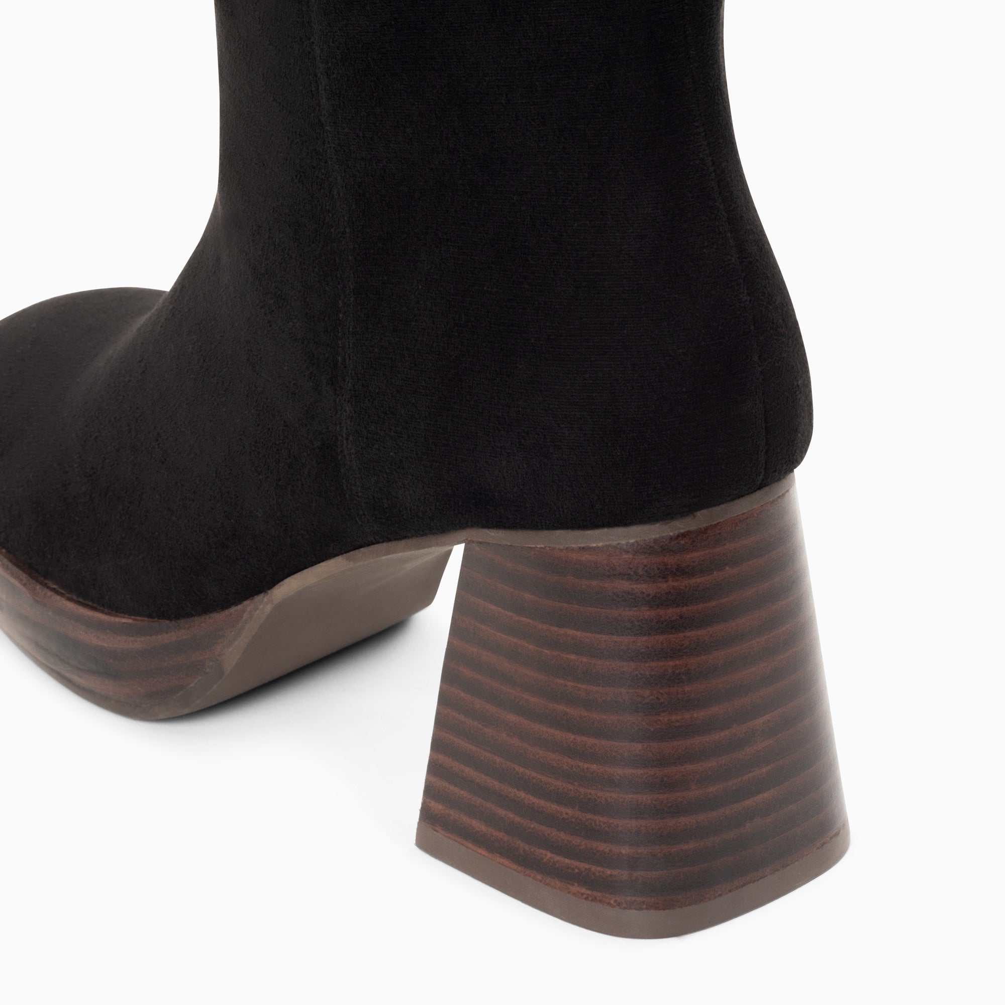 Bottines noires shop talon bois