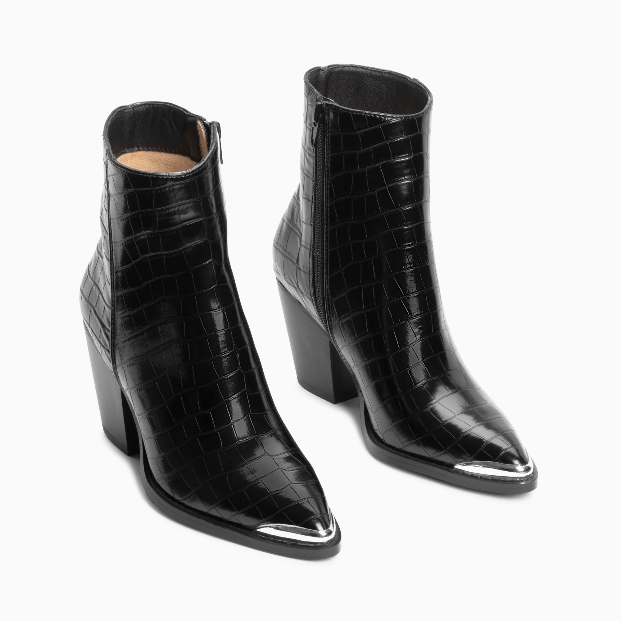 Bottines croco noir on sale