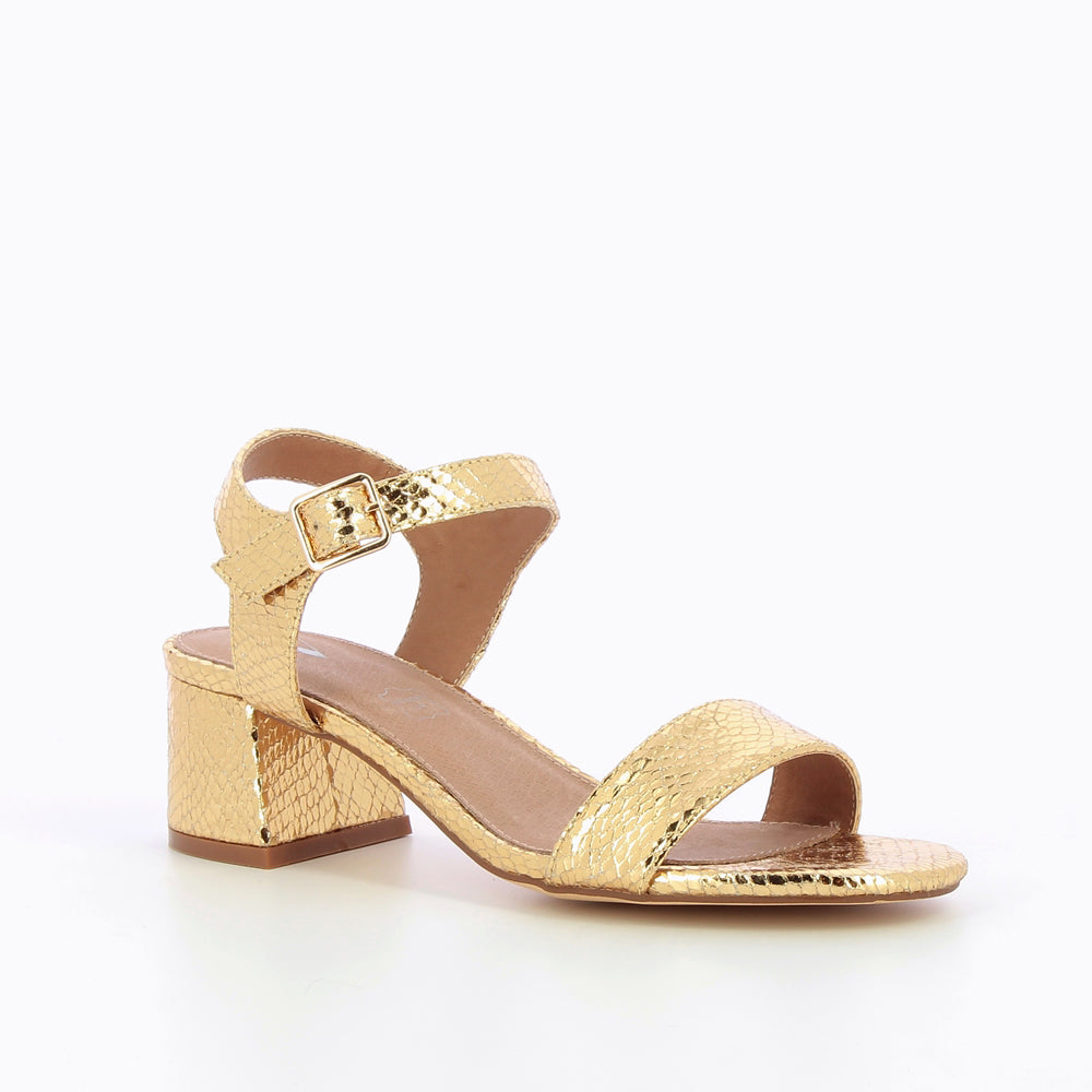 Gold Melissa sandals with low block heel