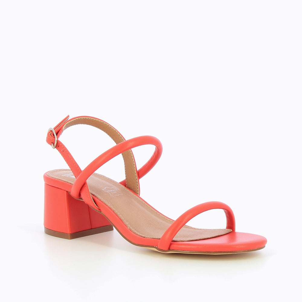 Coral Cynthia minimalist sandals with heel