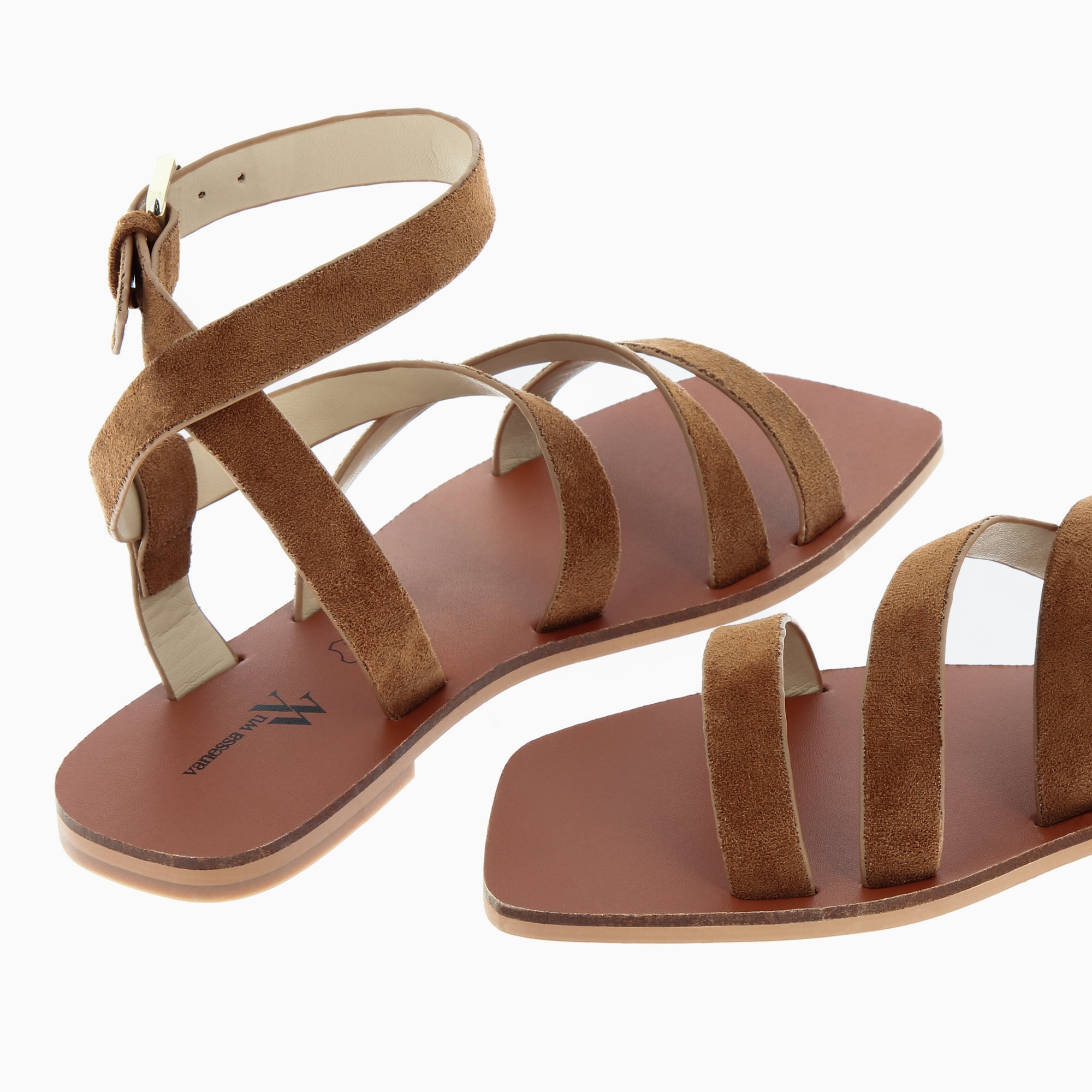 Swann flat sandals with coffee straps Vanessa Wu