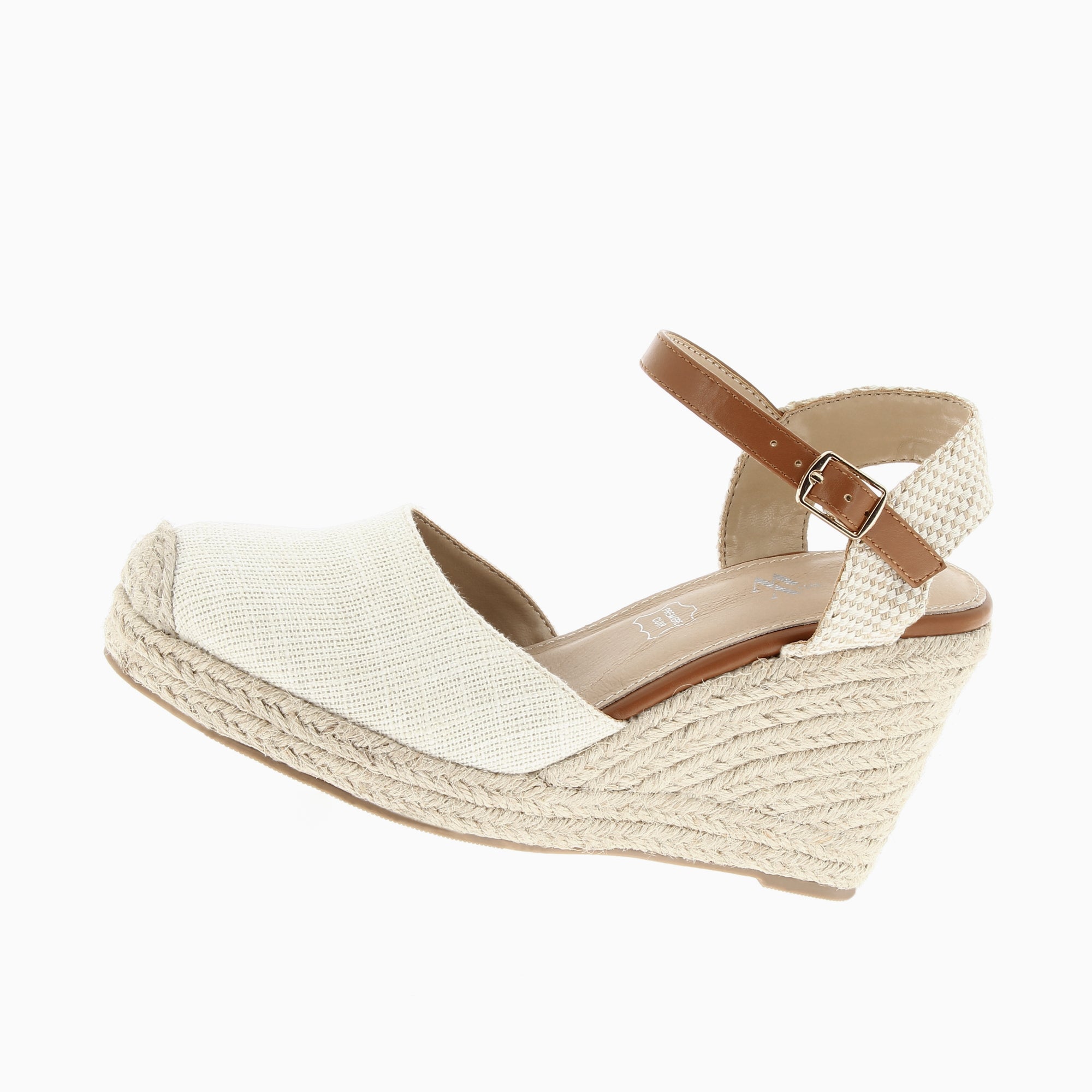 Sandales compens es Lilou beige clair effet tiss Vanessa Wu