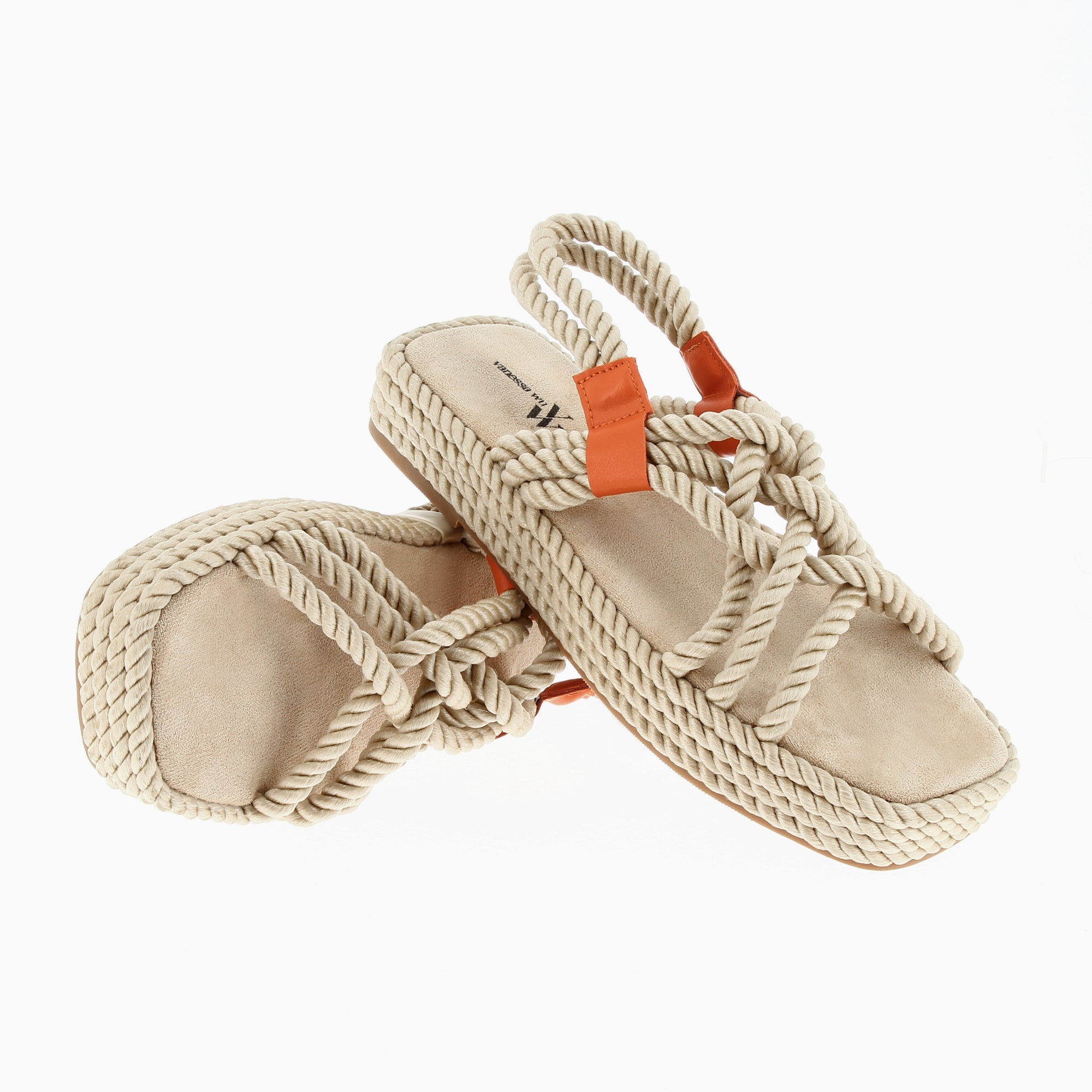 Beige Anya rope platform sandals Vanessa Wu