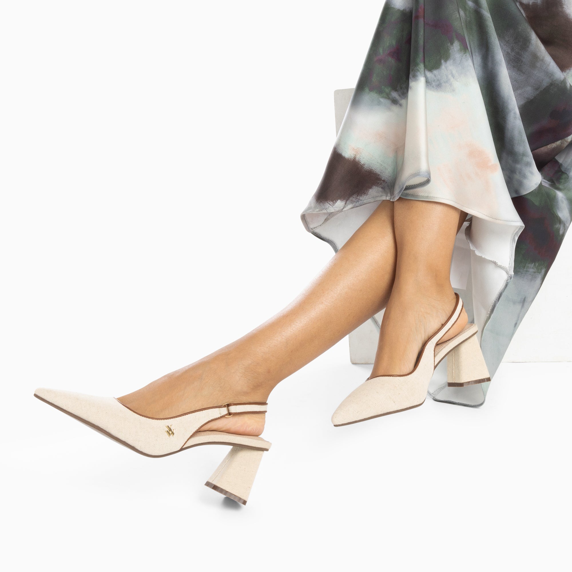 Lara beige slingback pumps with pointed toe Vanessa Wu